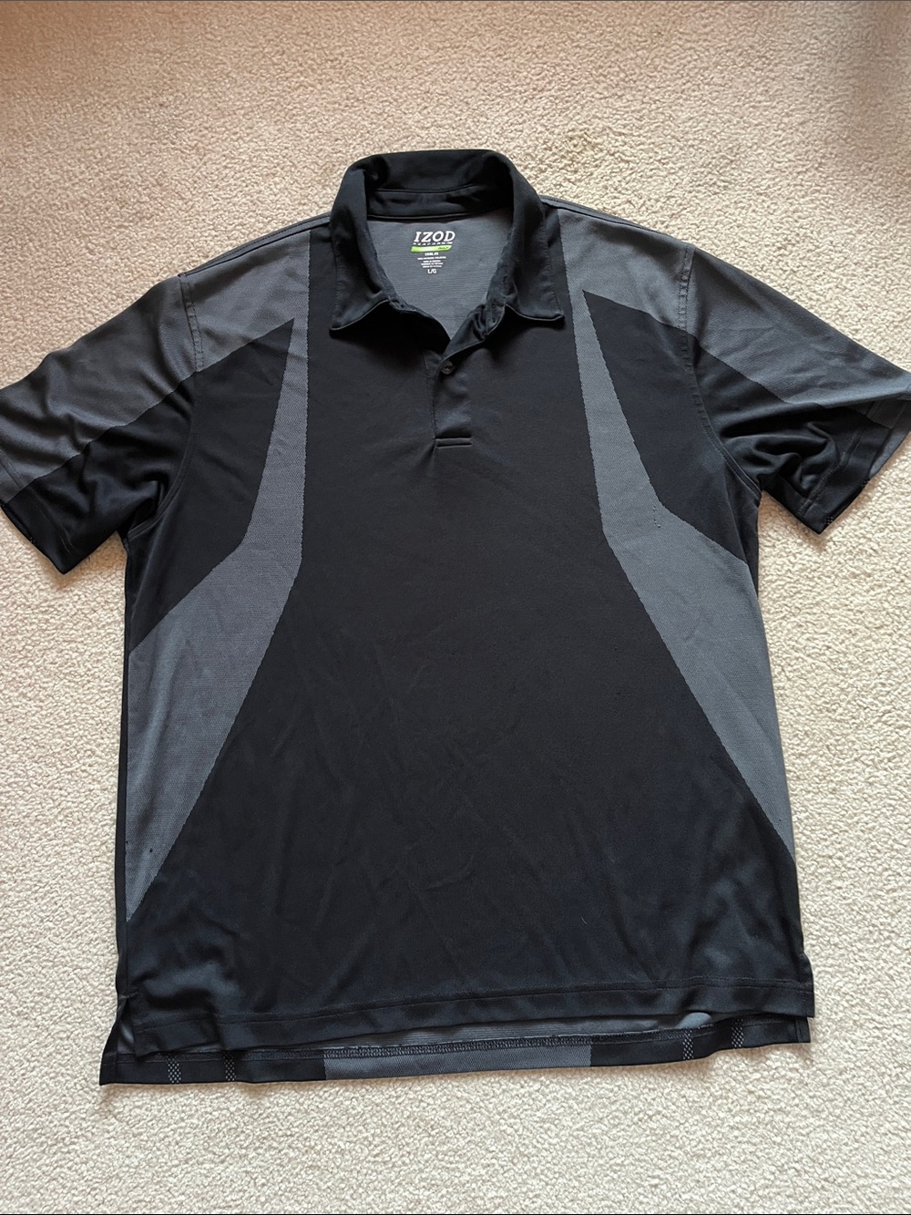IZOD Men's Black and Gray Performance Polo